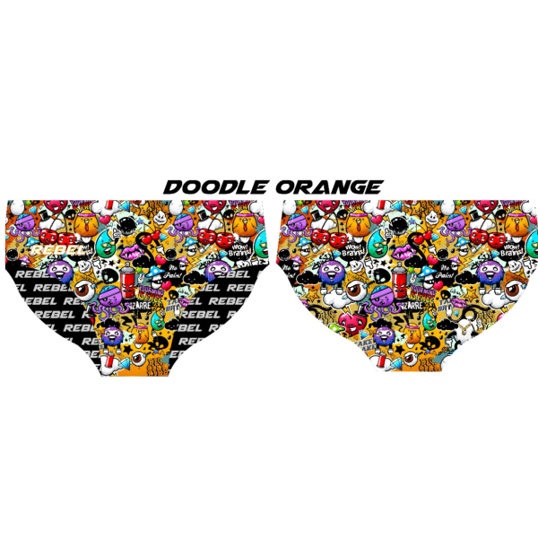Rebel Mens Speedos - Doodle Orange